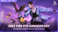 Garena gaet Justin Bieber untuk perayaan ulang tahun Free Fire ke-5. (Doc: Garena)