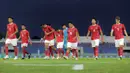 Pemain Timnas Indonesia U-22 sesaat sebelum melawan Myanmar pada pertandingan terakhir Grup C SEA Games 2025 di The 700th Anniversary of Chiang Mai Stadium, Thailand, Jumat (12/12/2025). Timnas Indonesia U22 dipastikan angkat koper lebih awal dari SEA Games 2025 Thailand. (Bola.com/Bagaskara Lazuardi)