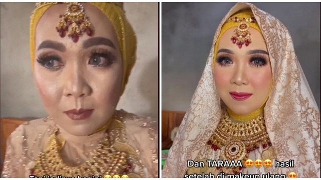 Hasil Mua Pengantin Pilihan Orang Tua Vs Mempelai Viral Beda Banget Hot Liputan6 Com