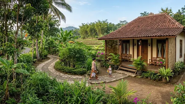 Model Rumah Desa Sederhana tanpa Pagar tetapi Tetap Privat