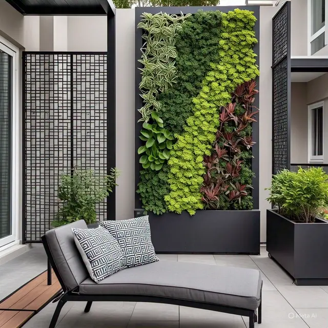 Teras dengan Vertical Garden