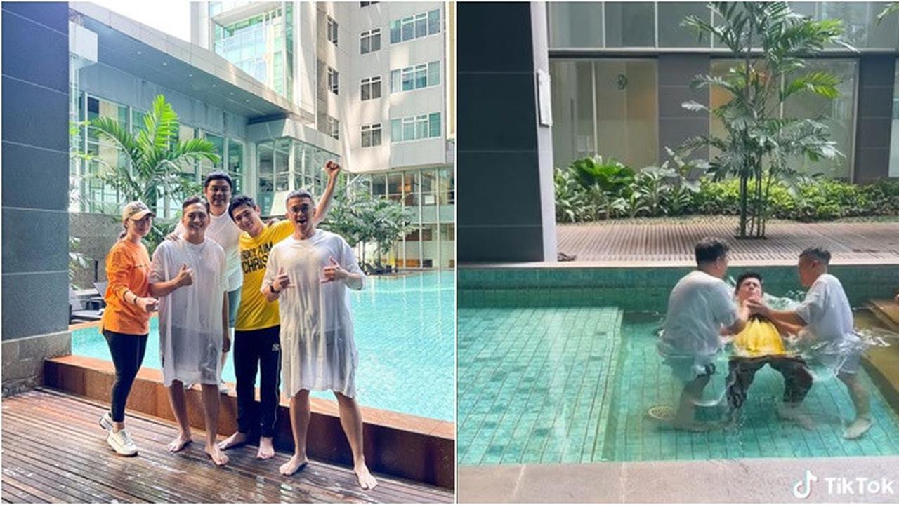 6 Potret Rayn Wijaya Jalani Pembaptisan, Ranty Maria Bagikan Prosesnya