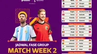 Saksikan Live Streaming Piala Dunia 2022 Matchweek 2 di Vidio, 25-28 November 2022. (Sumber : dok. vidio.com)