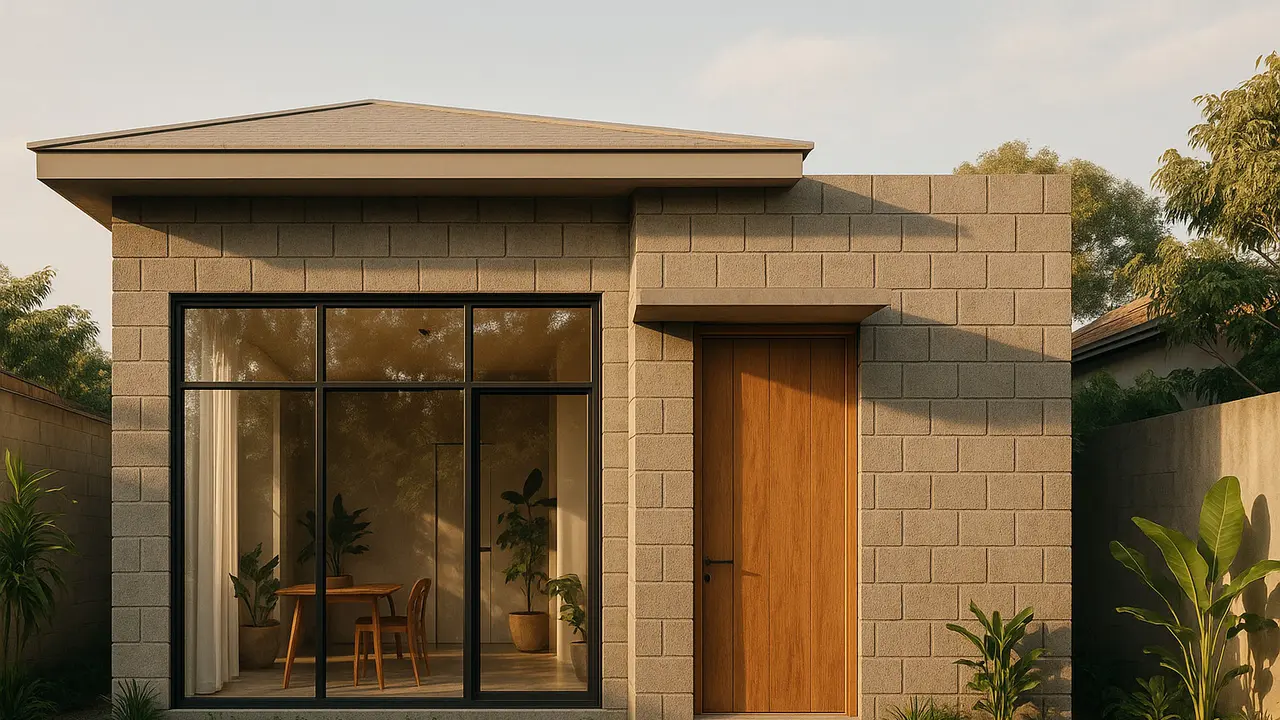 Model Rumah Kecil 6x9 Meter Kombinasi Batako dan Kayu