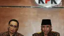 Kepala Badan Pengawas Mahkamah Agung (MA) Sunarto (kiri) dan Pimpinan KPK, Agus Rahardjo (kanan) memberikan keterangan terkait OTT di KPK, Jakarta, Rabu (29/8). (merdeka.com/Dwi Narwoko)