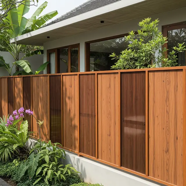 Model Pagar Kayu Kombinasi Polikarbonat