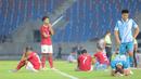 Raut muka kekecewaan para pemain Timnas Indonesia U-22 setelah selesai bertanding Timnas Indonesia U-22 melawan Myanmar U-22 di Stadion 700th Anniversary, Chiang Mai, Jumat (12/12/2025) malam WIB.
