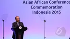Presiden Myanmar Thein Sein memberikan kata sambutan saat pembukaan Konferensi Tingkat Tinggi (KTT) Asia Afrika tahun 2015 di Jakarta Convention Center, Rabu (22/4). (Liputan6.com/Herman Zakharia)