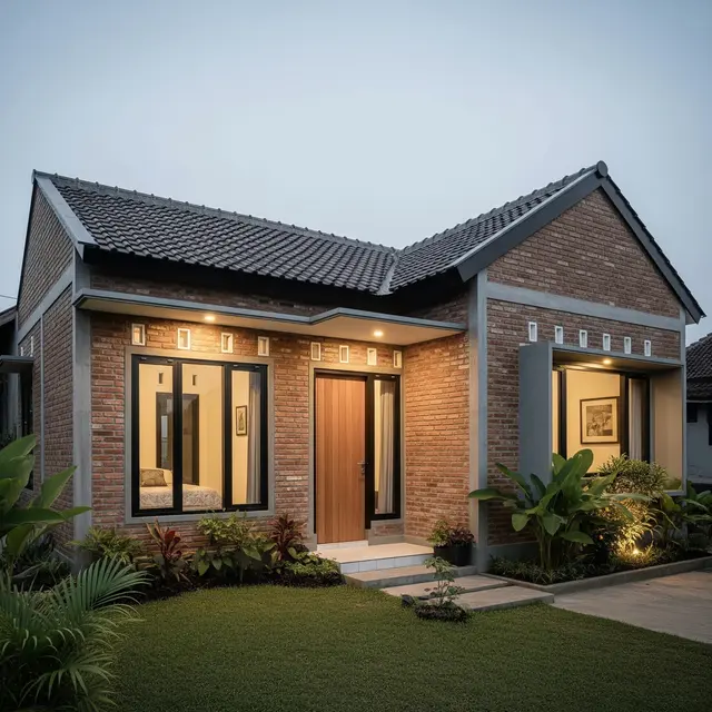 Desain Rumah 1 Lantai Batu Bata Ekspos Biaya Irit Tapi Modern di Desa