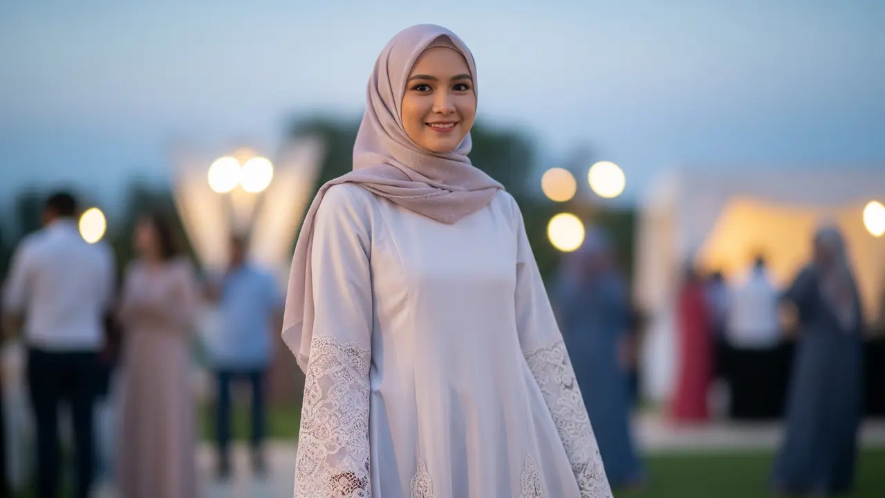Model Dress Panjang Katun Kombinasi Lace Muslim, Fashion Modest Kekinian 2025