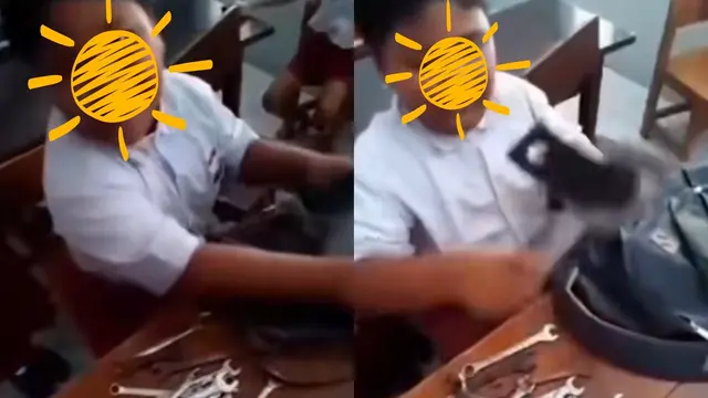 Bocah SD Bawa Alat Bengkel