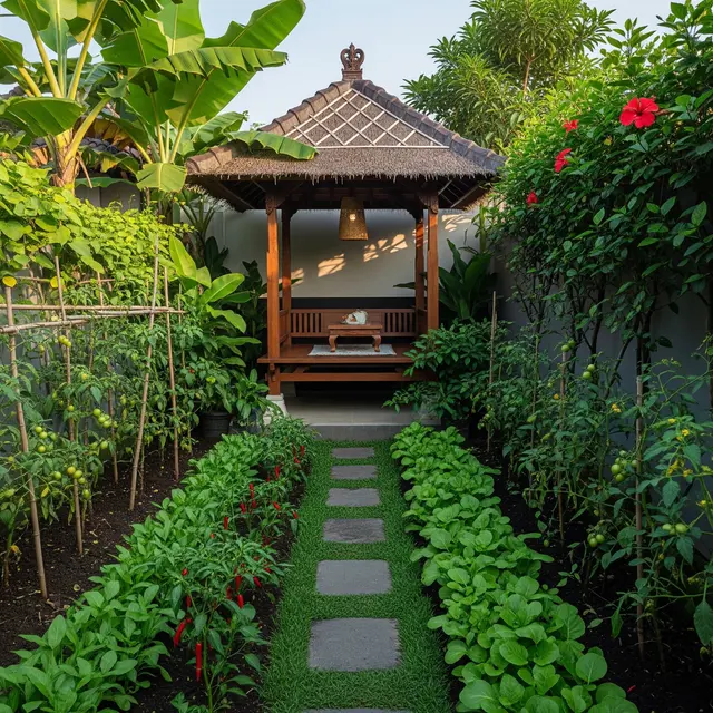 Cara Membuat Gazebo di Kebun Sayur Sempit (AI)