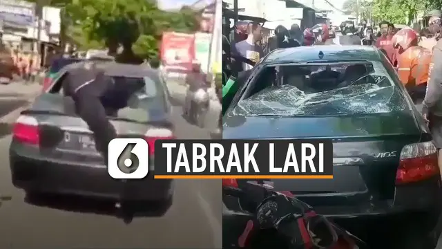 Aksi tangguh dan heroik pria lompat ke atas mobil yang hendak kabur setelah tabrak lari pengendara motor.