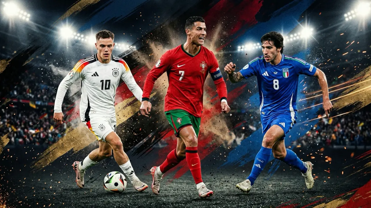 Ilustrasi Florian Wirtz, Cristiano Ronaldo, Sandro Tonali