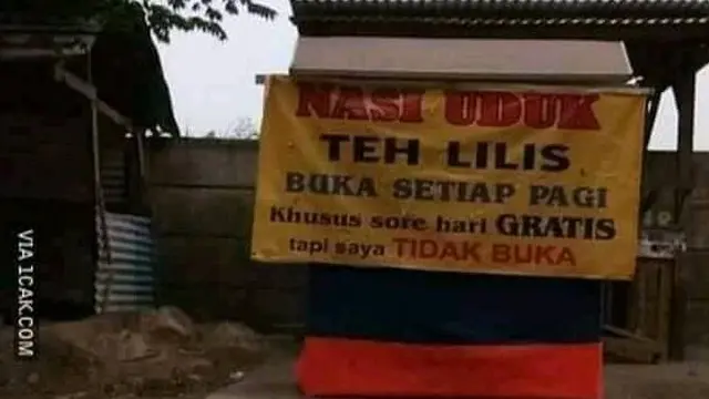 10 Spanduk Jualan Super Kocak ini Bikin Fokus Buyar