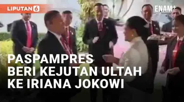 Ibu Negara Iriana Joko Widodo mendapat kejutan spesial dari Paspampres. Tepat pada 1 Oktober 2023, Iriana berulang tahun ke-60. Momen spesial itu terjadi jelang keberangkatan rombongan Presiden Joko Widodo ke upacara Kesaktian Pancasila.