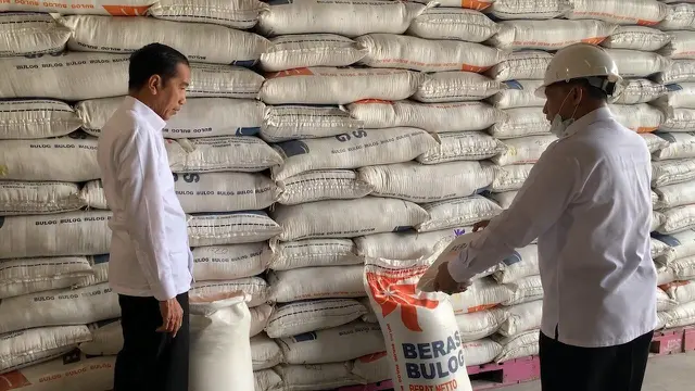 Presiden Jokowi meninjau Gudang Bulog di Kelapa Gading Jakarta Utara, Rabu (18/3/2020). (Biro Pers Kepresidenan)