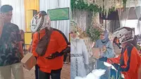 Momen Kocak Pengantin Terima Paket di Atas Pelaminan