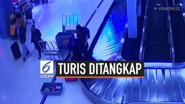 Dua orang turis asal Kanada terekam CCTV tengah mencuri sebuah koper di Bandara Suvarnabhumi, Thailand. Koper yang dicuri adalah milik seorang turis dari Korea Selatan bernama Yi Ming Liao. Tak berselang lama, dua orang turis itu ditangkap keamanan b...