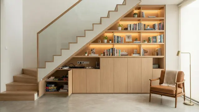 Model Rak Buku di Bawah Tangga