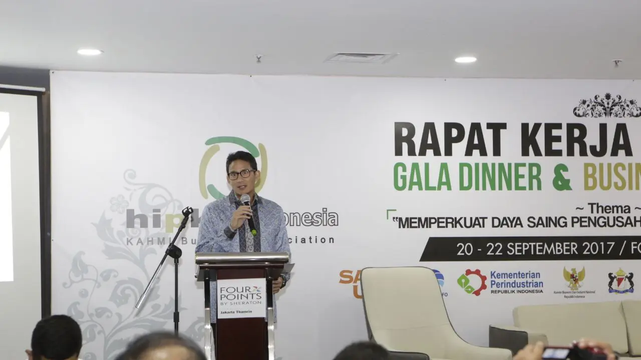 Sandiaga Uno di Depan Himpunan Pengusaha KAHMI (HIPKA) yang didirikan oleh Korps Alumni Himpunan Mahasiswa Islam (KAHMI)