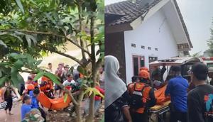 Proses evakuasi jasad terduga penjudi sabung ayam yang tewas tenggelam di sungai saat digerebek polisi di Lampung Utara. (Liputan6.com/Dok. Istimewa).