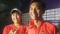 Ganda campuran tenis Indonesia, Aldilla Sutjiadi-Christopher Benjamin Rungkat di Asian Games 2018 (Foto: Nefry Inge/Liputan6.com)
