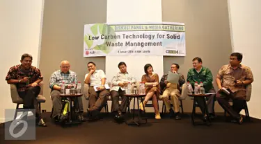 Suasana diskusi bertajuk Low Carbon Technology for Solid Waste Management, di Jakarta, Rabu (6/1). Diskusi membahas permasalahan sampah di Indonesia serta penggunaan teknologi yang tepat dan bermanfaat bagi lingkungan. (Liputan6.com/Immanuel Antonius)