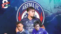 Arema FC - Ilustrasi Rizky Dwi Febrianto, Ilham Udin Armaiyn, Arkhan Fikri (Bola.com/Adreanus Titus)