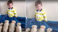 Persahabatan Unik, Bayi Lelaki dan 4 Anak Anjing Menggemaskan