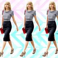 Padu padan motif gingham ala Taylor Swift. (Image: poshpoint.com. Digital Imaging: Nurman Abdul Hakim)