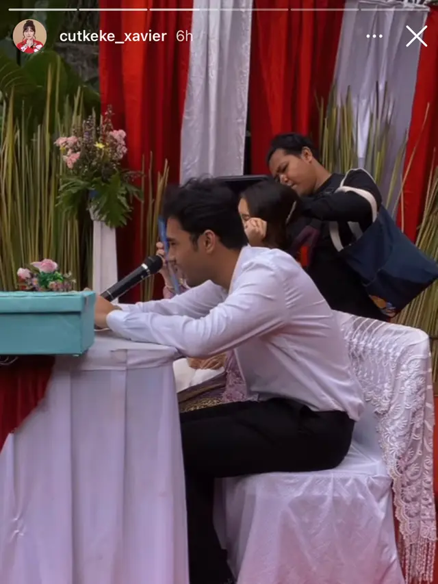 Achmad Megantara dan Angela Gilsha syuting adegan nikah di sinetron Dewi Rindu (Foto: Instagram/@cutkeke_xavier)