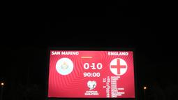 Bomber andalan Timnas Inggris, Harry Kane, menjadi bintang kemenangan di laga tersebut. Striker Tottenham Hotspur itu tampil trengginas dengan memborong empat gol. (AP/Antonio Calanni)