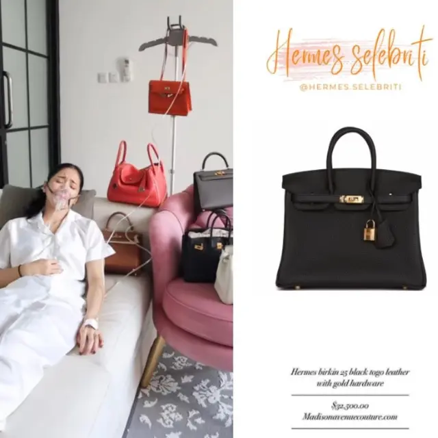 Bunga Zainal Unggah Foto Terbaring Pakai Selang Infus Dikelilingi Tas Hermes