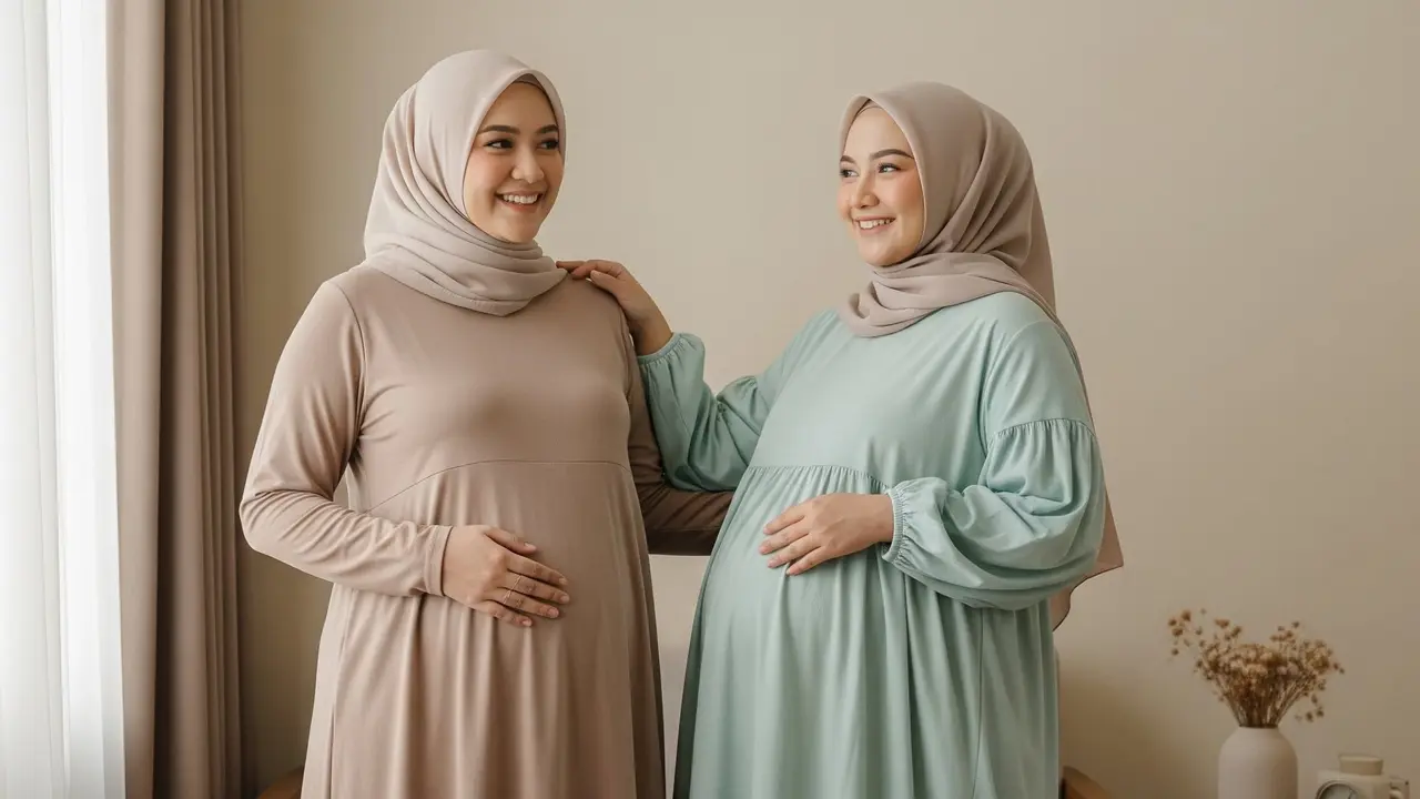 Model Gamis untuk Perut Besar