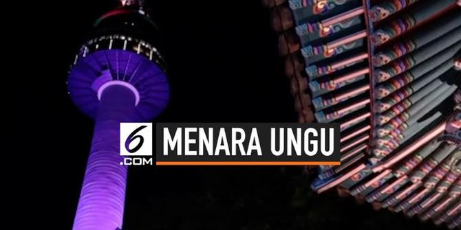 VIDEO: Sambut Konser BTS, Menara Seoul Jadi Ungu