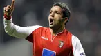 Selebrasi gol striker SC Braga asal Brazil, Matheus Nascimento, ke gawang Arsenal di penyisihan Grup H Liga Champions di Municipal Stadium, 23 November 2010. Braga unggul 2-0. AFP PHOTO / MIGUEL RIOPA 