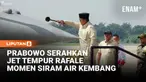 Presiden Prabowo Subianto menyerahkan sejumlah alutsista di Pangkalan TNI AU Halim Perdanakusuma, Senin (18/5). Alutsista yang ada di Lanud Halim yaitu Pesawat MRCA Rafale, A400M MRTT, Falcon 8X, Radar GCI GM403, Smart Weapon Hammer, dan Missile Mete...