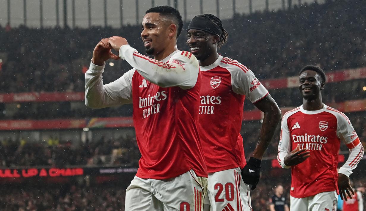 Arsenal berhasil memetik kemenangan besar saat bertemu dengan Wigan Athletic dalam laga lanjutan Piala FA 2025/2026 di Emirates Stadium, London, Minggu (15/02/2026) malam waktu setempat. (AFP/Glyn Kirk)