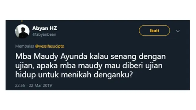 Komentar Maudy (Sumber: twitter/abyanbean)