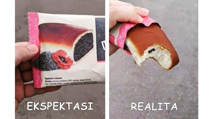 5 Potret Ekspektasi Vs Realita Roti Meses Sedikit Ini Bikin Geregetan (sumber: Instagram.com/ngakakkocak)