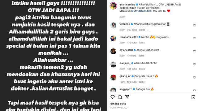 Evan Marvino Umumkan Kehamilan Sang Istri, Kado Terindah di Ulang Tahun Pernikahan. (Sumber: Instagram/evanmarvino)