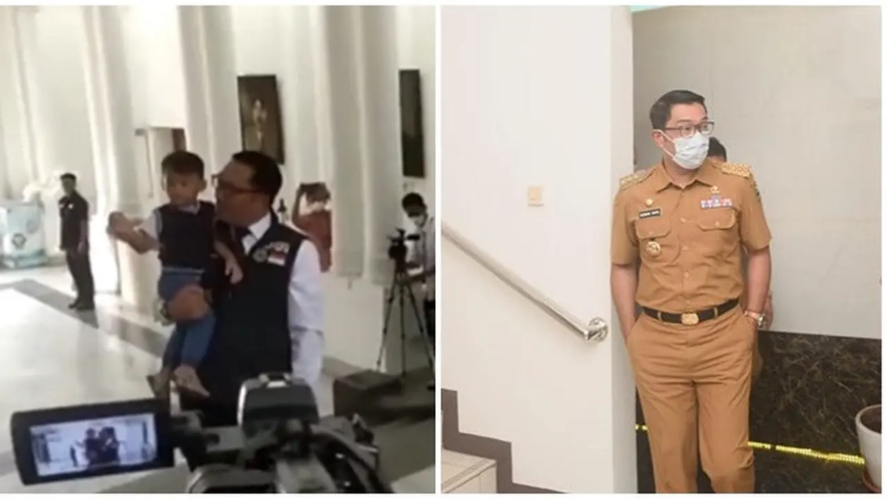 6 Potret Ridwan Kamil Kembali Bertugas di Hari Pertama Sebagai Gubernur, Gendong Arka