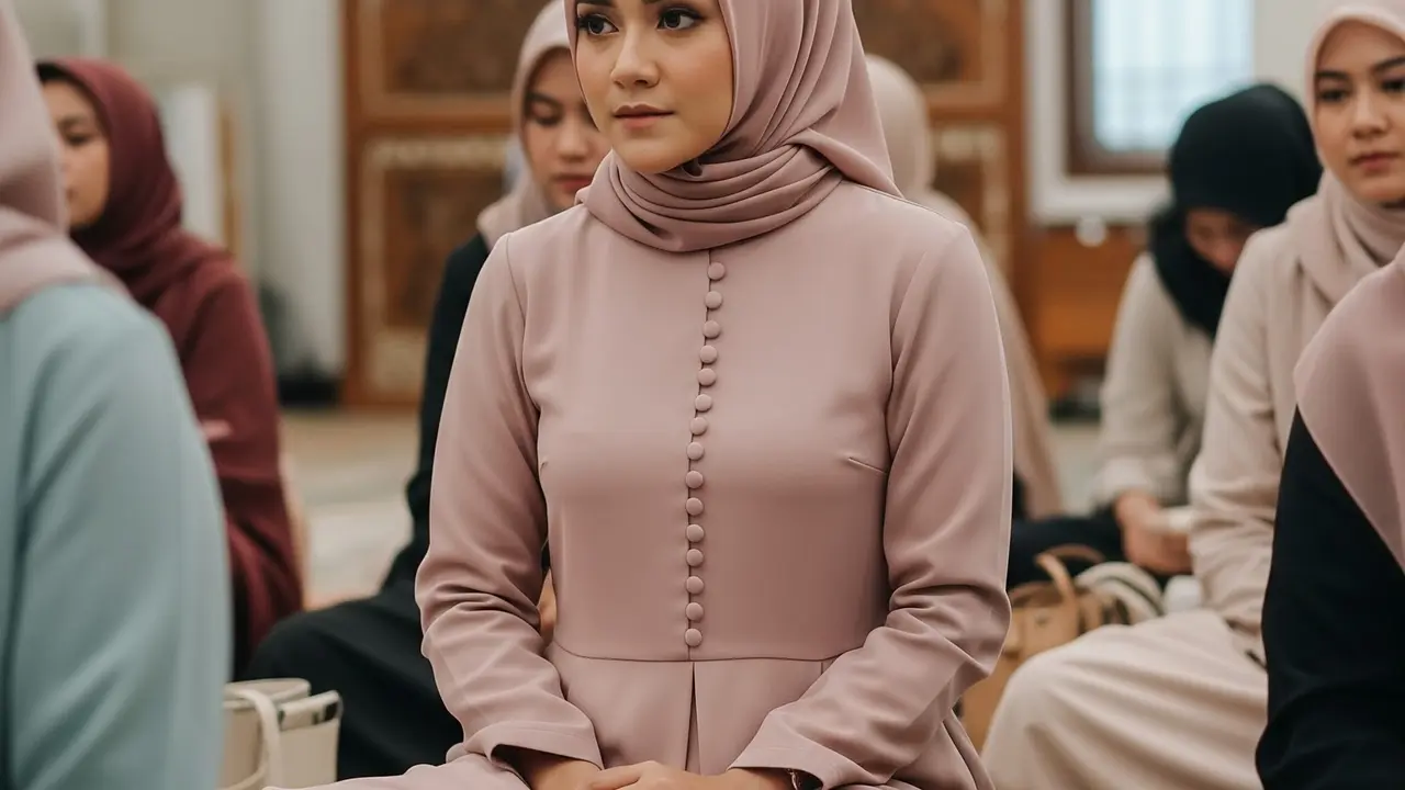 Model Gamis Minimalis Elegan untuk Acara Pengajian
