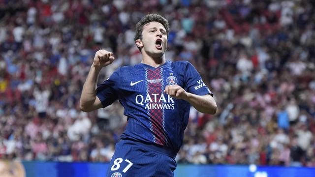 Joao Neves merayakan golnya di laga PSG vs Inter Miami di babak 16 besar Piala Dunia Antarklub 2025 di Mercedes-Benz Stadium, Atlanta, Minggu (29/06/2025).