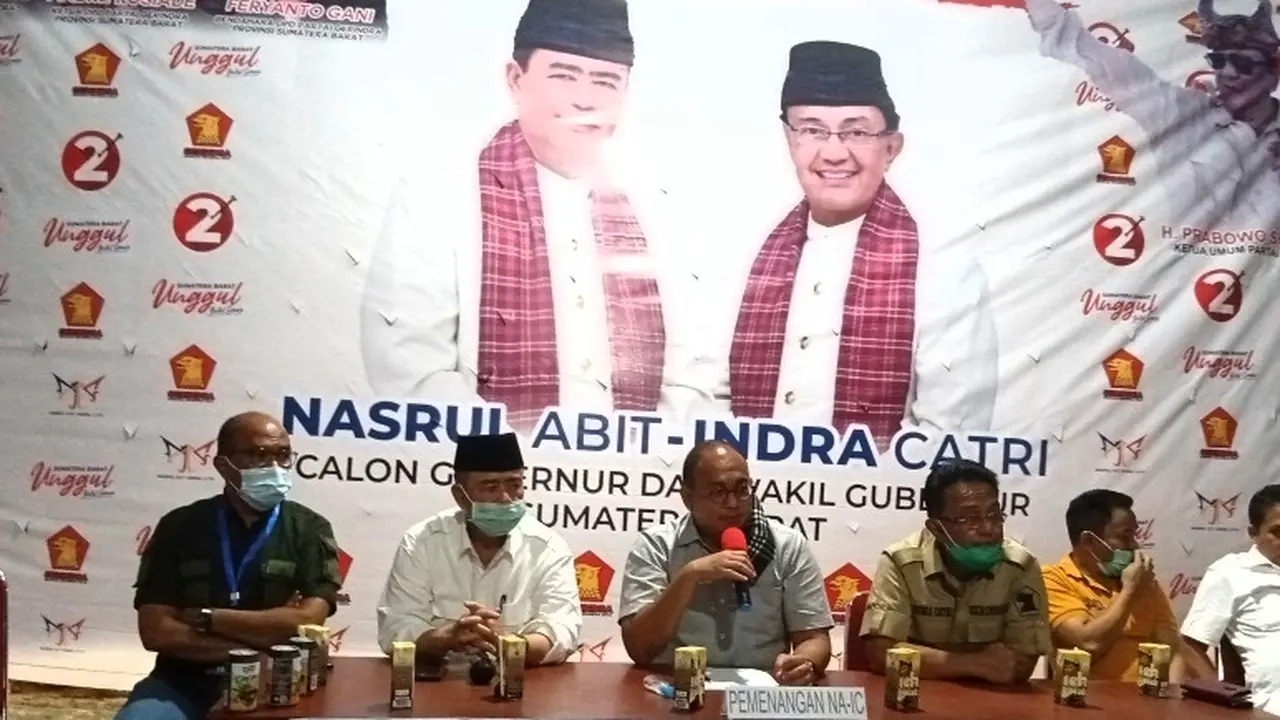 DPD Gerindra memberikan keterangan pers terkait perolehan suara sementara Pilgub Sumbar 2020.