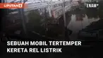 Sebuah mobil tertemper kereta rel listrik mengundang perhatian