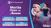 Jadwal Lengkap Pertandingan WTA 250 Merida Open 2023 Live Vidio, 24-27 Februari