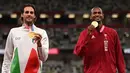 Kedua atlet tersebut harus berbagi podium utama setelah masing-masing mencatatkan lompatan yang sama setinggi 2,37 meter. Kedua atlet kemudian gagal melakukan lompatan 2,39 meter masing-masing tiga kali. (Foto: AFP/Ina Fassbender)