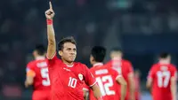 Selebrasi gelandang Timnas Indonesia, Egy Maulana Vikri setelah menjebol gawang Vietnam pada laga Grup F kualifikasi Piala Dunia 2026 Zona Asia di Stadion Utama Gelora Bung Karno (SUGBK), Senayan, Jakarta, Kamis (21/3/2024). (Bola.com/Bagaskara Lazuardi)